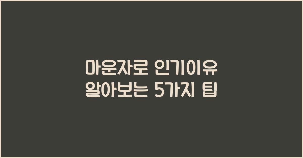 마운자로 인기이유