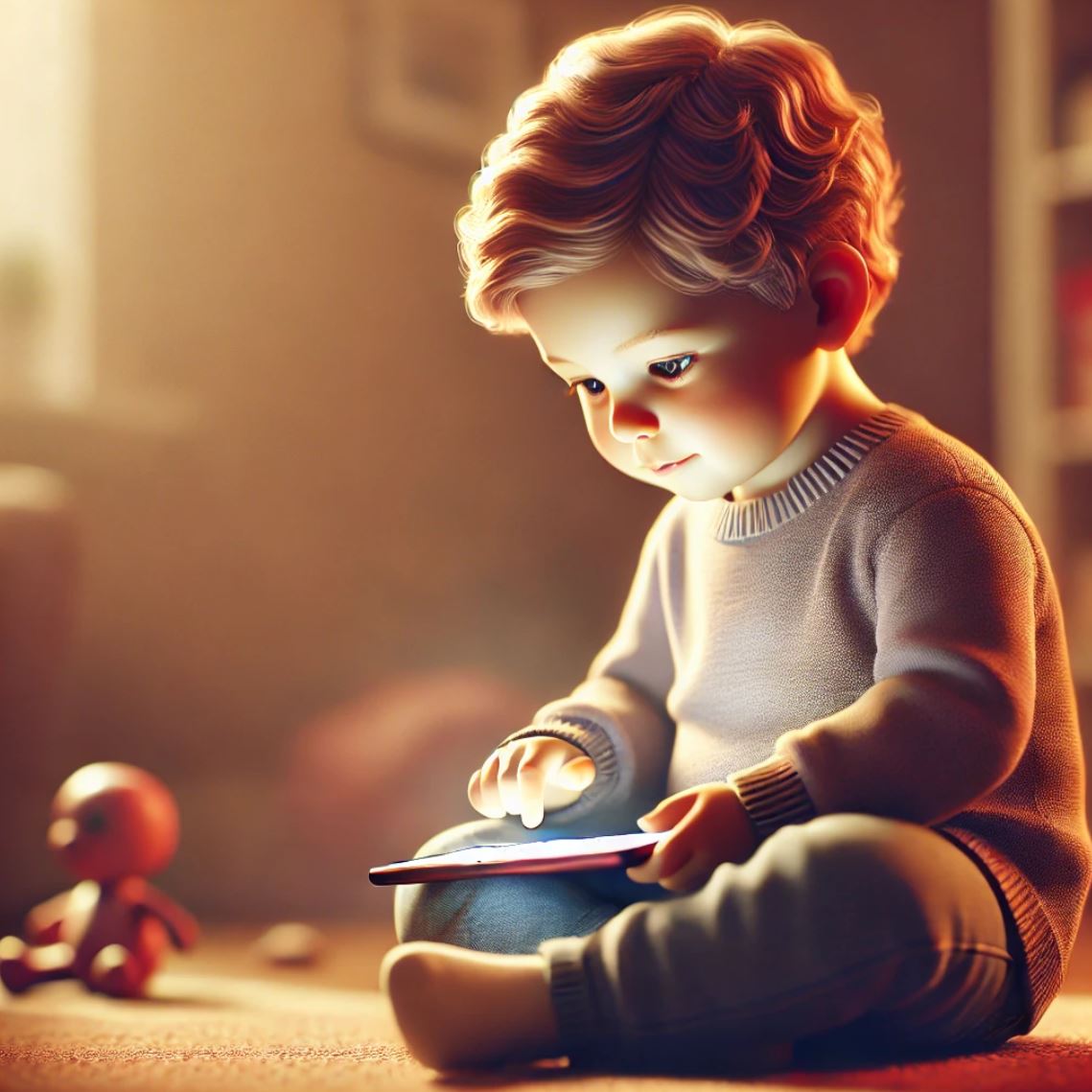 스마트폰을 보고 있는 아이 이미지