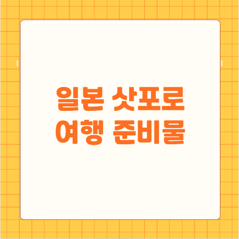 일본 삿포로 여행 준비물