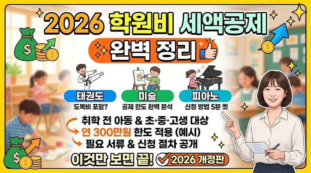 2026 학원비 세액공제, 태권도·미술·피아노 완벽 정리