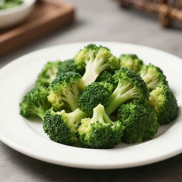 데친 브로콜리를 놓은 접시