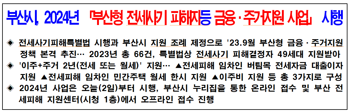 부산시 전세사기피해자 지원사업