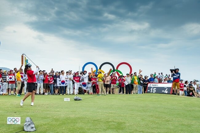 모여있는 한국 골프 선수들