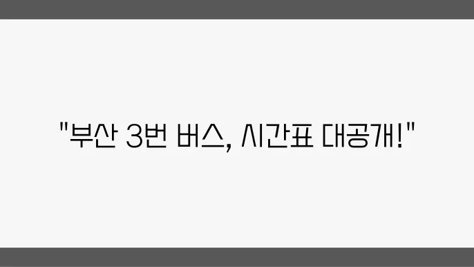 부산 남구 마을버스 3번 시간표 및 노선 운행정보 알아보기