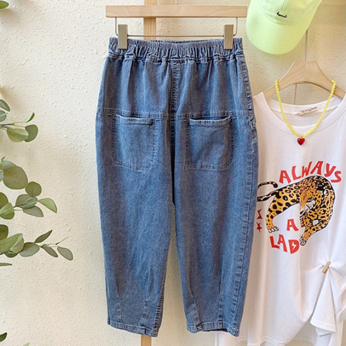 일리코 눌리내 밴딩 스판 7부 배기 여름 청바지