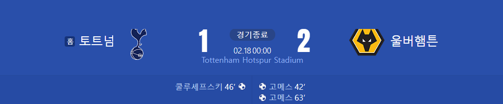 토트넘 축구 결과