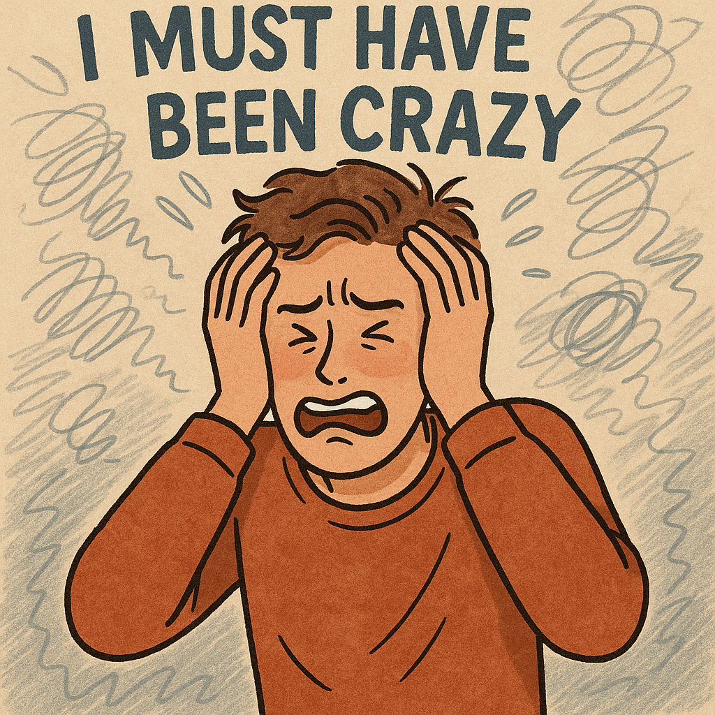 후회하는 감정과 어지러운 심경을 표현하는 일러스트