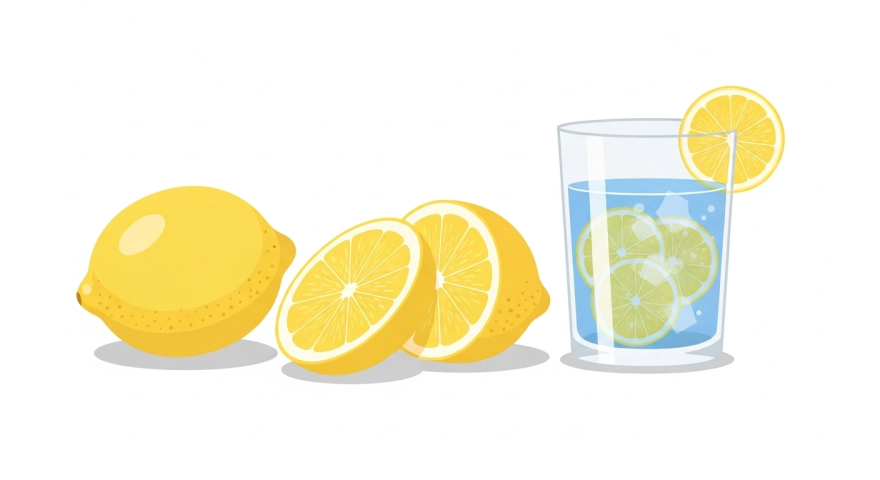 레몬과 레몬 물 한 잔을 단순하게 표현한 인트로 이미지