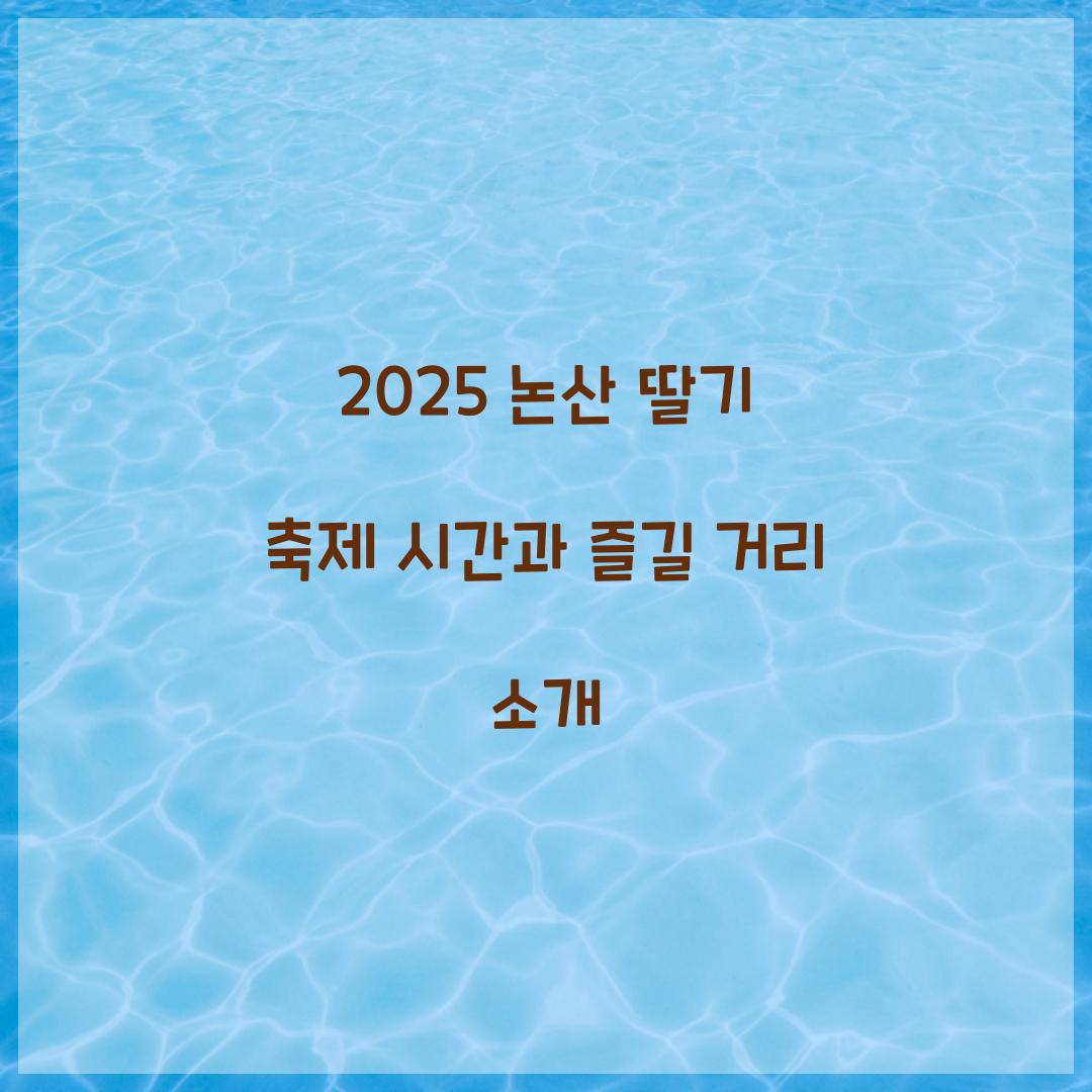 2025 논산 딸기 축제 시간