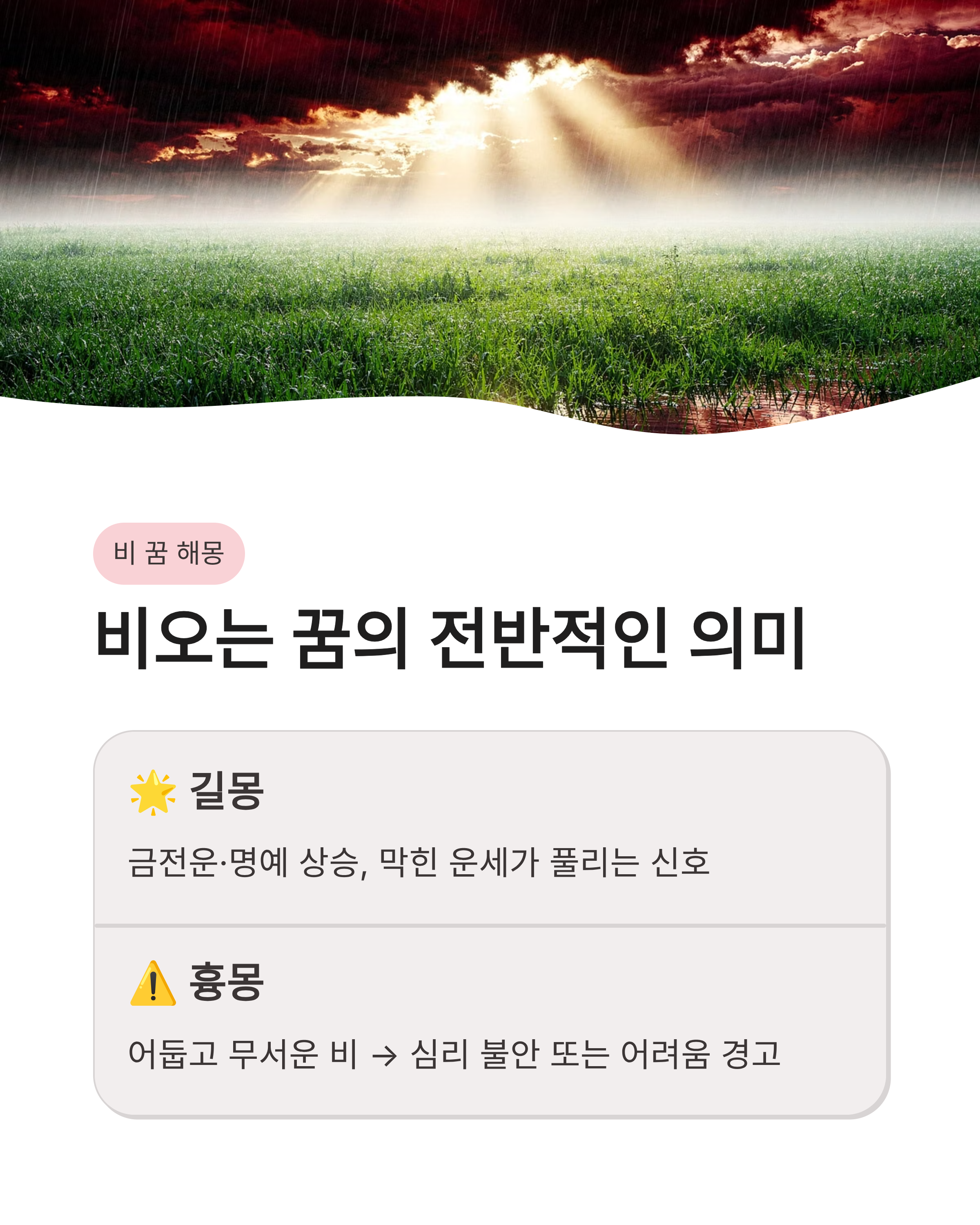 🌧️ 비오는 꿈 해몽 소나기 쏟아지는 꿈, 비 맞고 걷는꿈, 비가 창문으로 들이치는 꿈 완벽정리!!