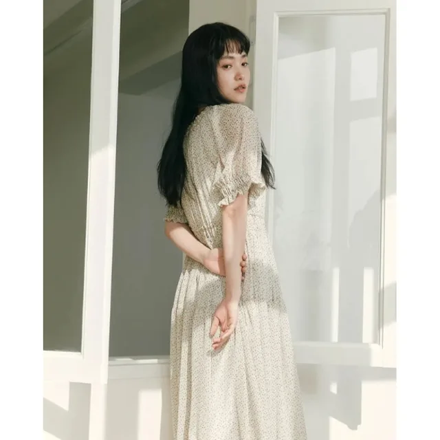 넥 프릴 맥시 원피스