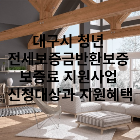 대구시 청년 전세보증금반환보증 보증료 지원사업 신청대상과 지원혜택
