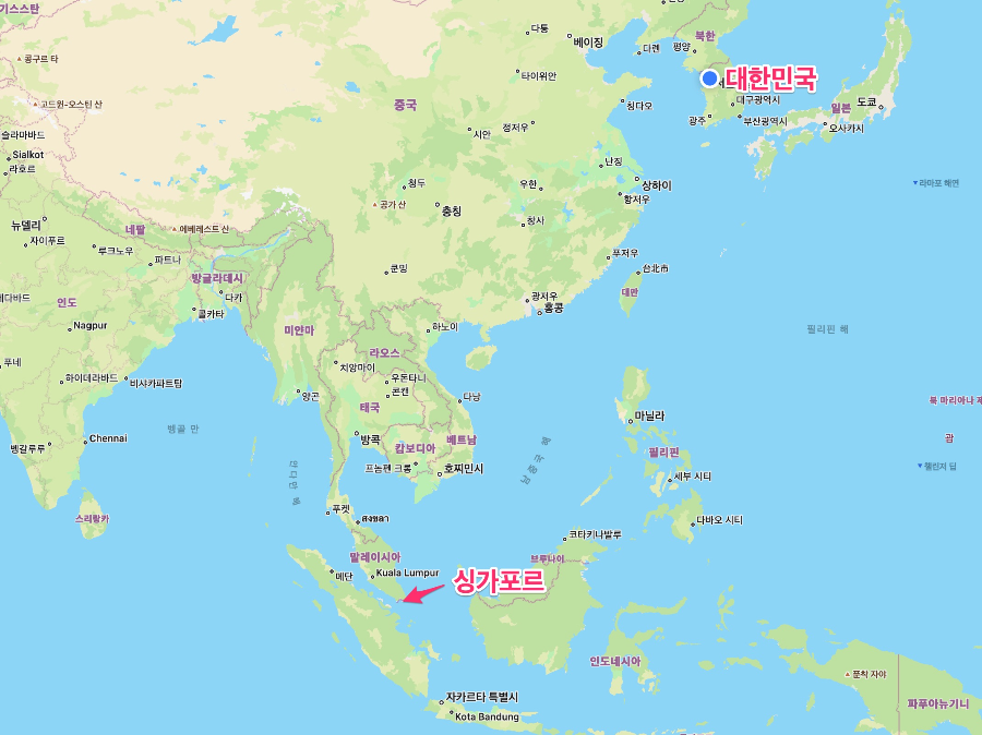 싱가포르 위치 지도