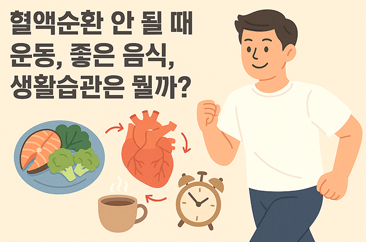 건강한 남성이 달리기를 하고 있고 관련 음식과 시계가 펼쳐져 있다.
