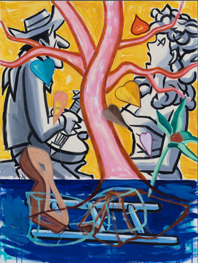 데이비드 살레&amp;#44; Tree of Life&amp;#44; Cowboys Lament&amp;#44; 2022&amp;#44; Oil and acrylic on linen&amp;#44; 142.2&thinsp;&times;&thinsp;106.7&thinsp;cm [사진=아트부산 2023]