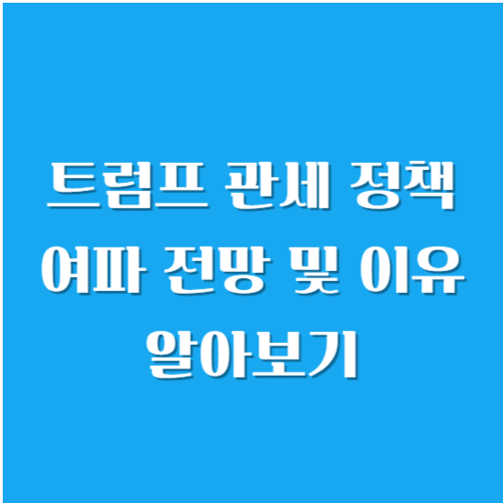 트럼프 관세 정책 여파 전망 및 이유 알아보기