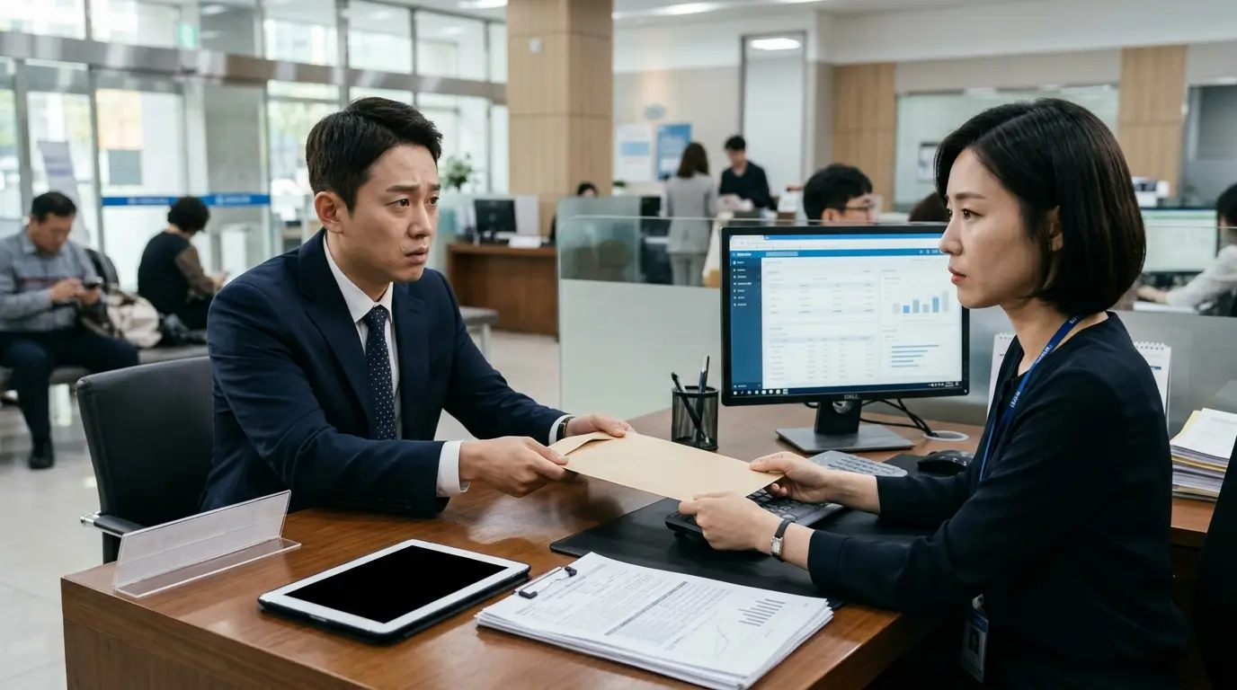 신혼부부가 입주를 앞두고 은행 상담 창구에서 꼼꼼하게 대출 상품을 비교하며 상담받는 모습