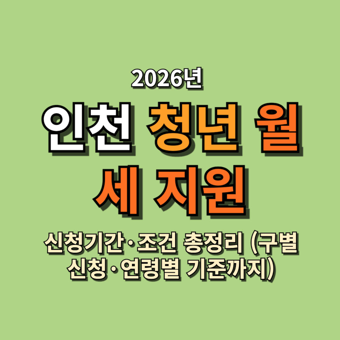 2026 인천 청년 월세 지원 신청기간&middot;조건 총정리 (구별 신청&middot;연령별 기준까지)