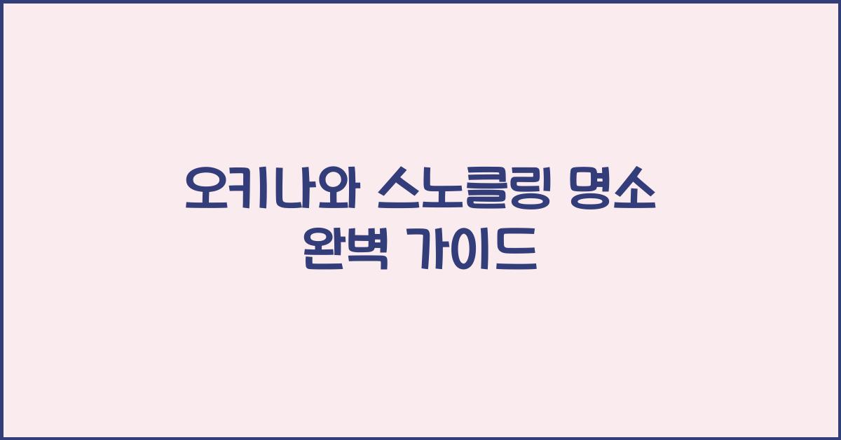 오키나와 스노클링 명소