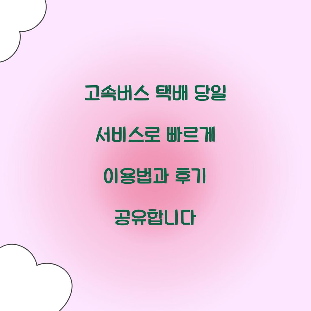 고속버스 택배 당일 서비스