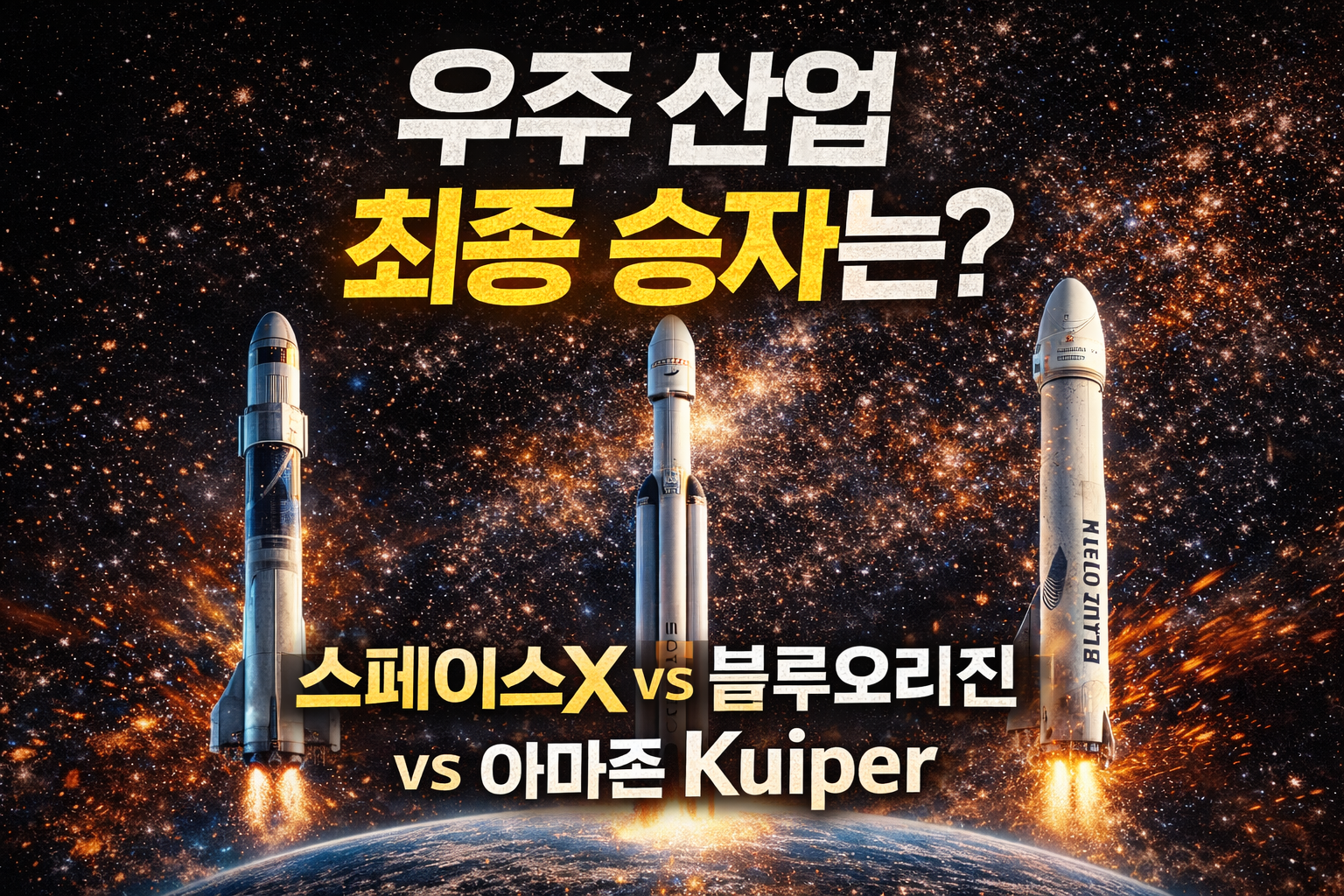 스페이스X 블루오리진 아마존 Kuiper 비교 우주 산업 최종 승자 분석 썸네일