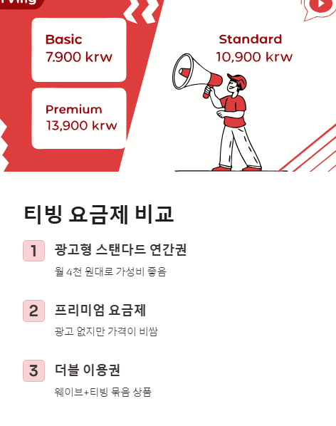 티빙 요금제 비교