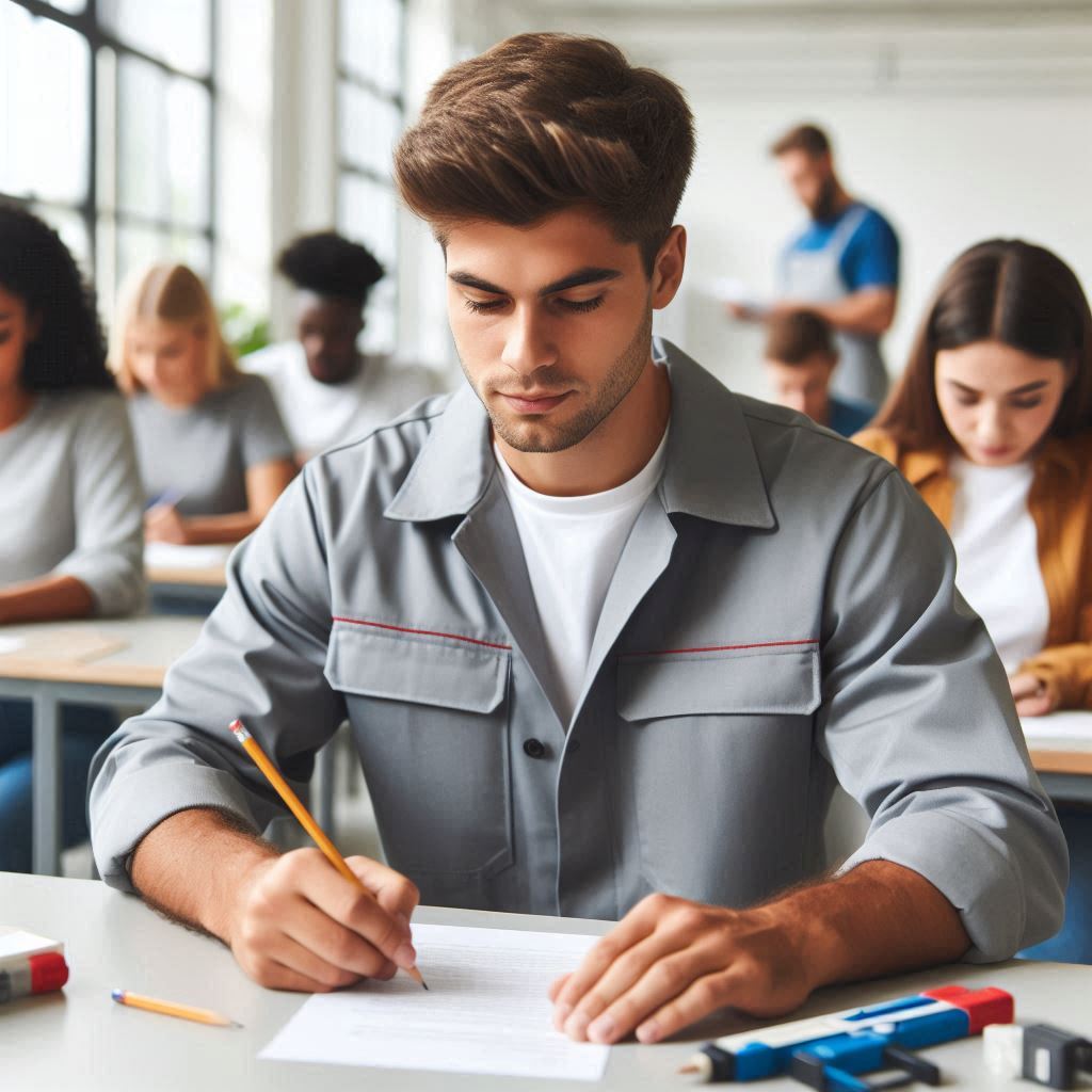 기능사 시험 치는 사람 모습
