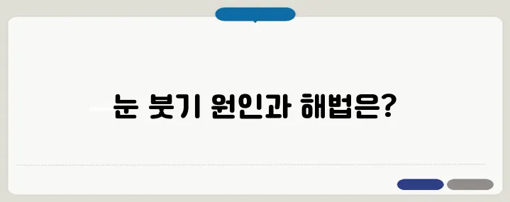 눈이 붓는 원인과 부기 빼는 방법