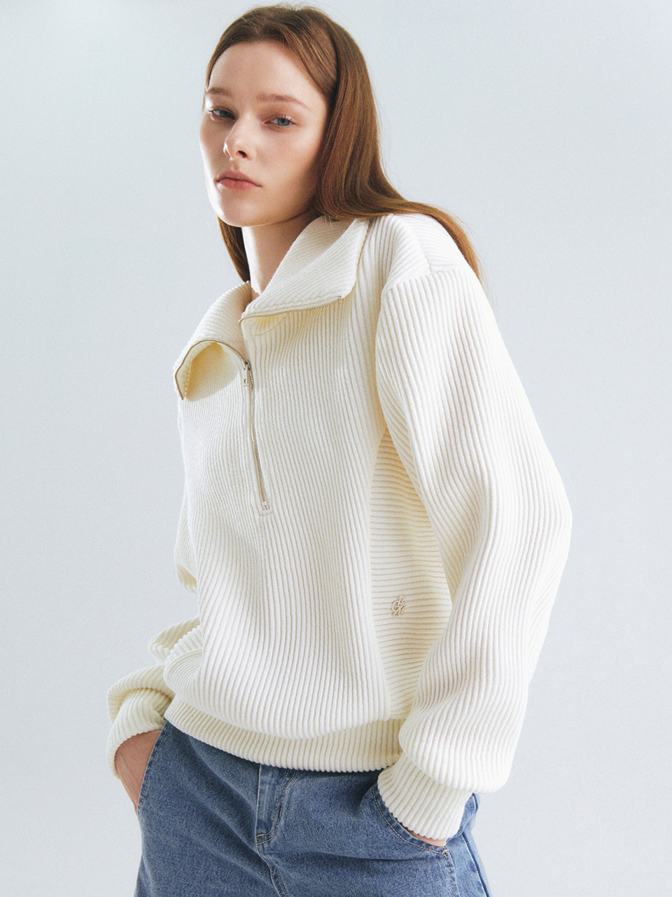 시티브리즈 22FW 골지 반집업 맨투맨 티셔츠