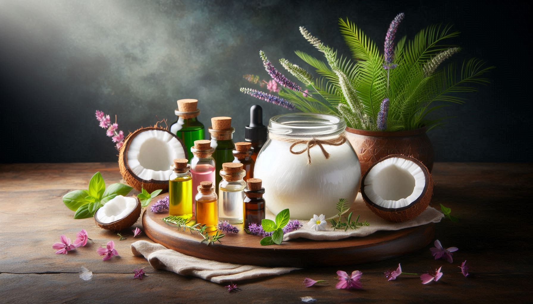 코코넛 오일과 다양한 아로마오일
