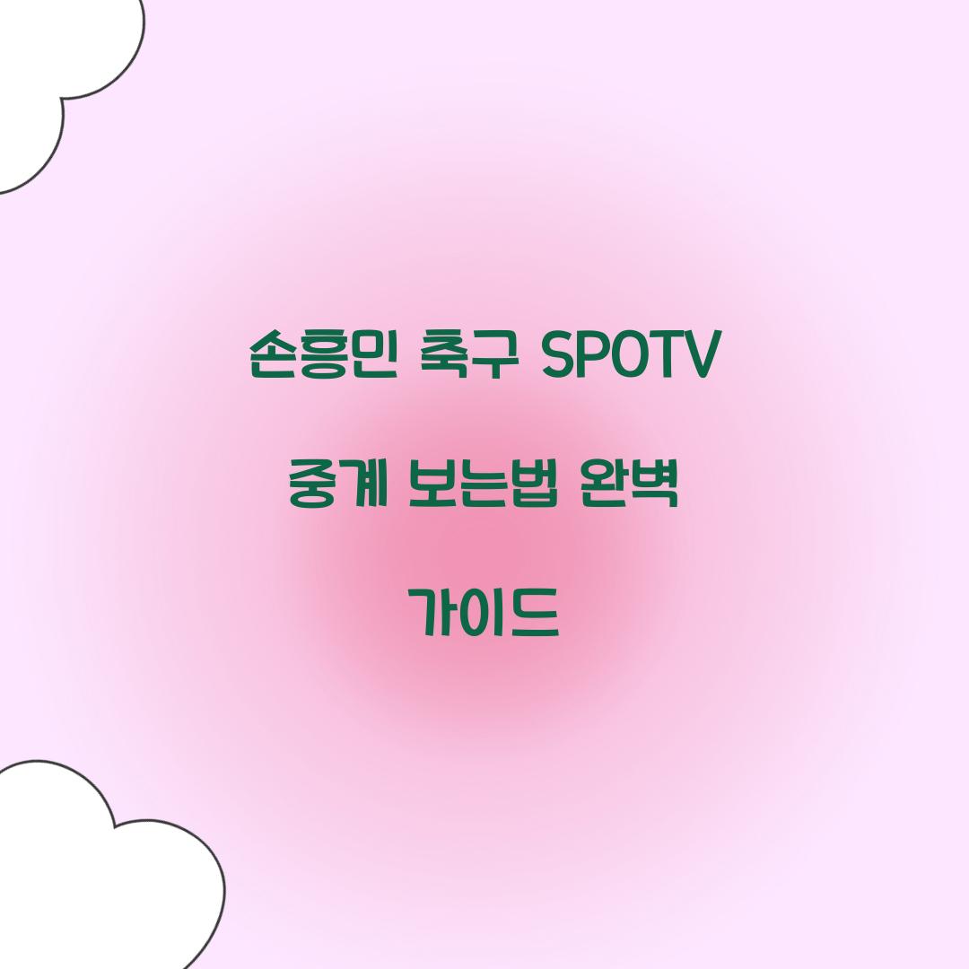 손흥민 축구 SPOTV 중계 보는법