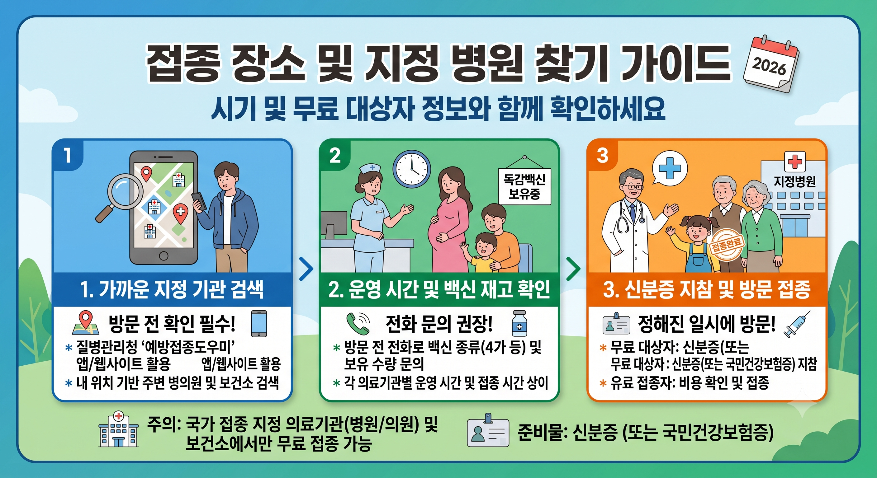 접종장소 및 지정병원 찿기