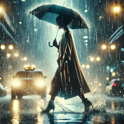 장마-우산-비-걸어가는-여자