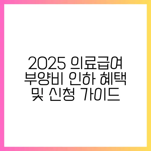 2025 의료급여 부양비 인하 혜택 및 신청 가이드