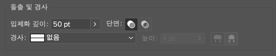 입체화와 경사 옵션
