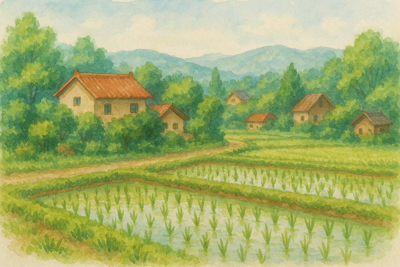 전통마을과 논밭 풍경