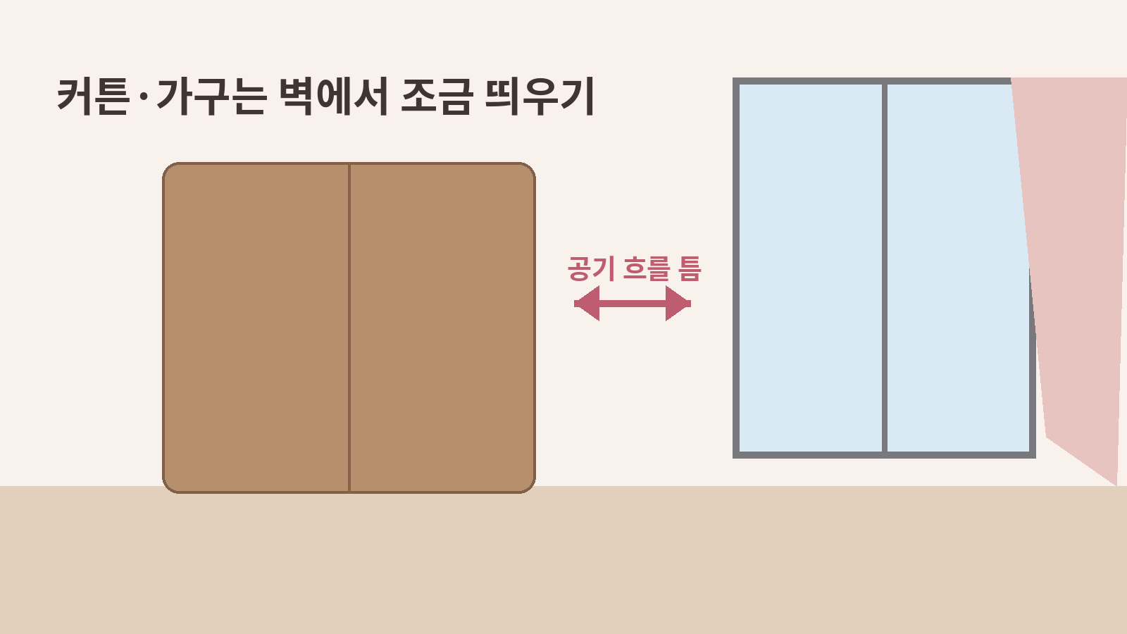 커튼.가구 벽에서 거리두기