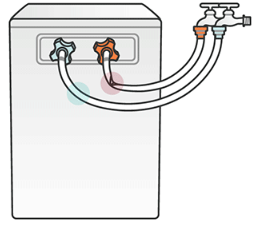 세탁기 급수안될 시 급수 호스 꺾임 또는 눌림