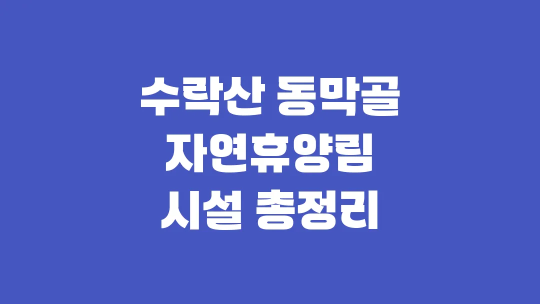 수락산 동막골 자연휴양림 불멍존부터 무장애숲길까지 시설 총정리