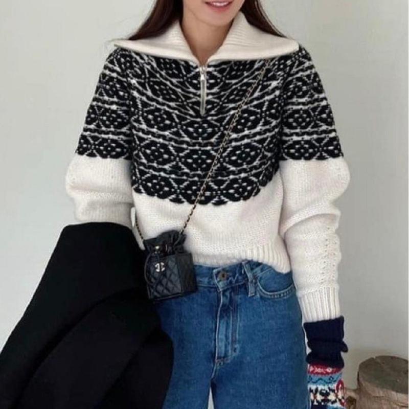 수입 렉토 STYLE 반 집업 니트 티셔츠 22FW TORTONA TOP