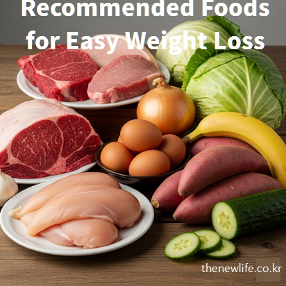 Recommended foods for an easy way to lose weight &ndash; eggs, chicken, pork, beef, cabbage, onion, sweet potatoes, bananas, and cucumbers