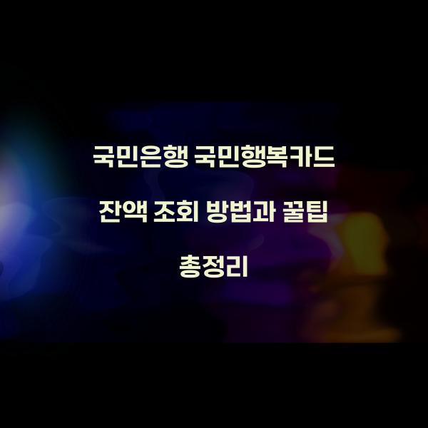 국민은행 국민행복카드 잔액 조회