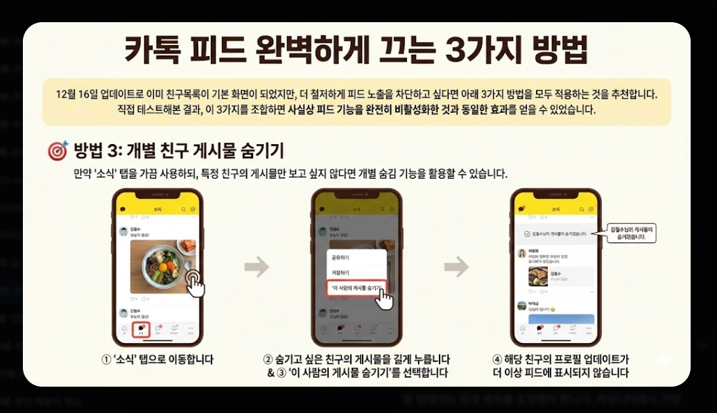 카톡 피드 끄기 완벽가이드, 2026년 변화 대비법