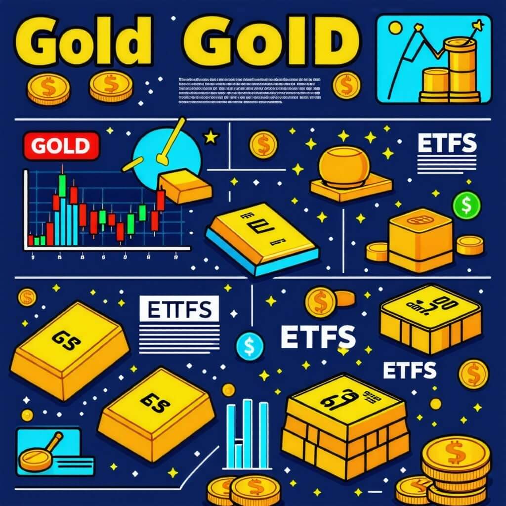 금 투자 방법: 금 투자에 대한 다양한 방법(금 ETF&amp;#44; 금괴 구매 등)을 나열한 인포그래픽. 