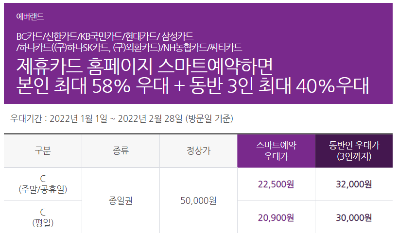 에버랜드-이용요금-할인방법