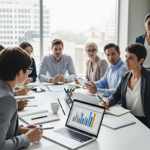 회의하는 사진으로 거버넌스를 예시하는 사진