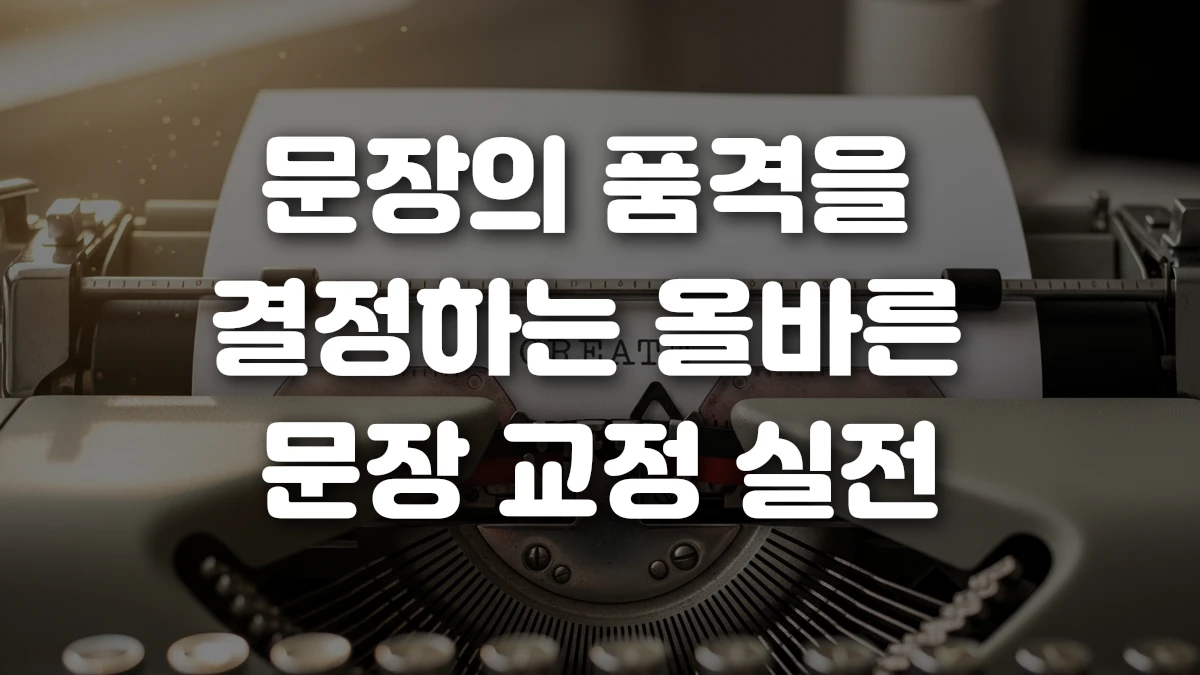 문장의 품격을 결정하는 올바른 문장 교정 실전