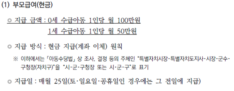 부모급여 지급방식