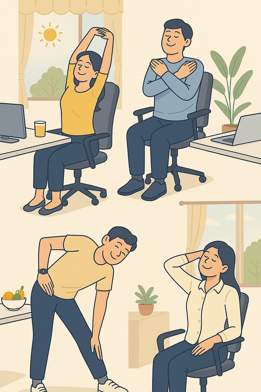 일하는 공간에서 실천하는 미니 스트레칭 루틴