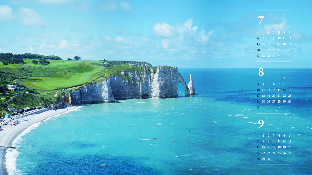 12 에트르타 절벽 사진 B - 2025년8월 노트북배경화면